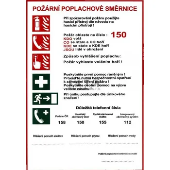 Bezpečnostní tabulka - Požární poplachové směrnice