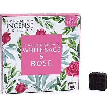 Vonné cihličky bílá šalvěj a růže 9 ks prémiových vykuřovadel, 40 g, hoření 45 - 60 minut