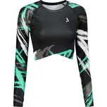 Dámský funkční crop top s dlouhým rukávem premium ALTISPORT VOJ/ALW039TR04 ČERNÁ/TYRKYSOVÁ S