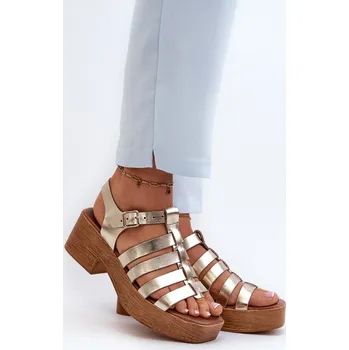 Dámské sandále Zazoo 40410 Dámské kožené sandály Barva: Zlatá, Velikost: 39