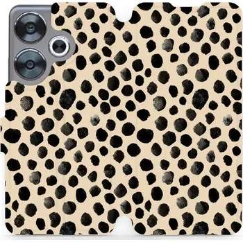 Pouzdro na mobilní telefon Flipové pouzdro Mobiwear - Xiaomi Poco F6 5G - VA50S Černé puntíky (Knížkové flip pouzdro, obal, kryt na mobil Xiaomi Poco F6 5G - VA50S Černé puntíky, materiál Umělá kůže + TPU - ochrana 360°, stojánek, silikonová vanička, magnetické zavírání)