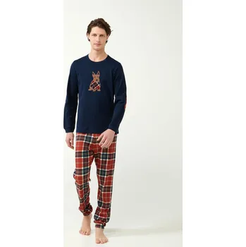 Pánské pyžamo VAMP Vánoční pánské pyžamo ve skotském tartanu 21514 XXL
