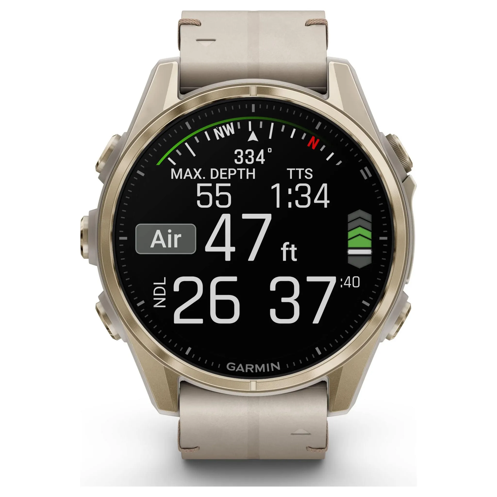 Fotografie 3 - Chytré hodinky Garmin fēnix 8 43 mm AMOLED Sapphire Soft Gold Limestone Leather Band