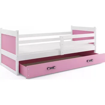 Postel BMS GROUP Dětská postel Rico 1 80x190, s úložným prostorem bez matrace - 1 osoba - Bílá, Růžová, Růžová
