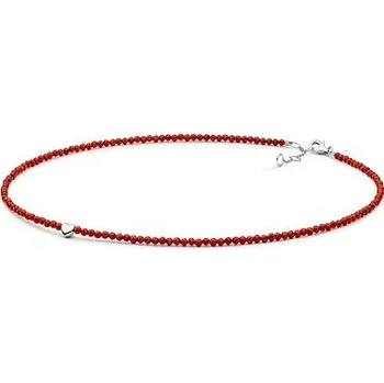 Řetízek Stříbrný náhrdelník Misty se srdíčkem a přírodním červeným korálem GRP24204NCR