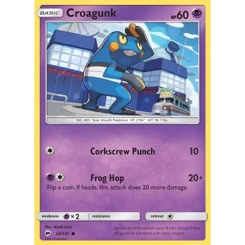 Volný čas Pokémon BUS 054/147 Croagunk - Burning Shadows Stav: Excellent, Verze: NORMAL