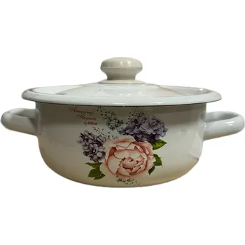 Hrnec Smaltovaný kastrol 1,5L Pivoňka a šeřík