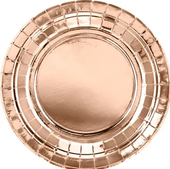 Jednorázové nádobí PartyDeco Papírové talířky - Zlatorůžové - rosegold , 6 ks, 18 cm