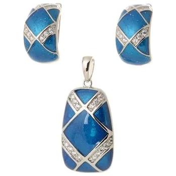 Souprava šperků Luxusní stříbrná souprava se smaltem a zirkony STRS0397F + dárek zdarma