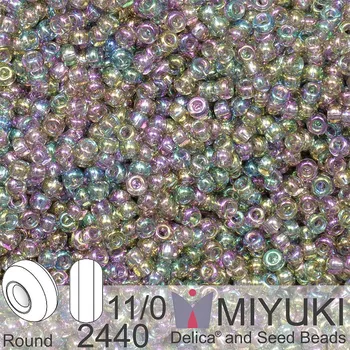 Korálek Korálky Miyuki Round 11/0. Barva 2440 Transparent Gray Rainbow Luster. Balení 5g.
