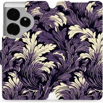 Pouzdro na mobilní telefon Flipové pouzdro Mobiwear - Realme GT 6 5G - VA46S Fialové rostliny (Knížkové flip pouzdro, obal, kryt na mobil Realme GT 6 5G - VA46S Fialové rostliny, materiál Umělá kůže + TPU - ochrana 360°, stojánek, silikonová vanička, magnetické zavírání)