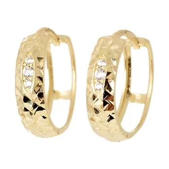 Náušnice Gravírovamé náušnice kruhy ze žlutého zlata 12,1 mm NA1572F + Dárek zdarma