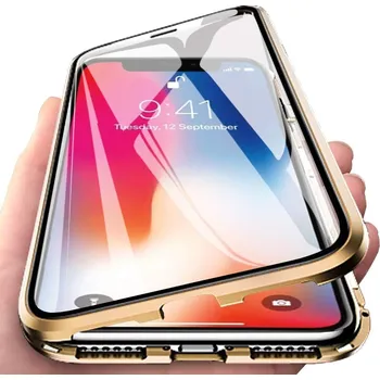 Pouzdro na mobilní telefon Beweare Magnetický oboustranný kryt s tvrzeným sklem na Samsung Galaxy A32 4G - zlatý