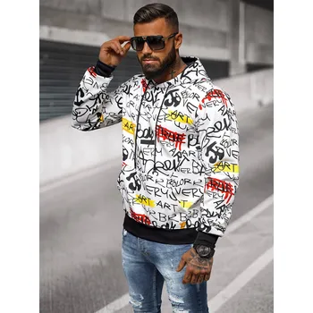 Pánská mikina Ozonee Pánská mikina s kapucí Tsuyoshi bílá M