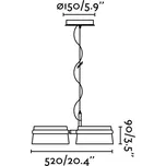 FARO BARCELONA Závěsná lampa LED Loop, třešeň/černá, dřevo, délka 52 cm - Ø stříšky 15 cm třešeň, černý mat LED 18 W celkem - Doprava zdarma