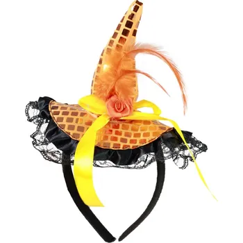 Karnevalový kostým Čelenka s čarodějnickým mini kloboučkem