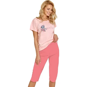 Dámské oblečení Dámské pyžamo s obrázkem Florence 2865/31 Taro Barva/Velikost: meruňka / M