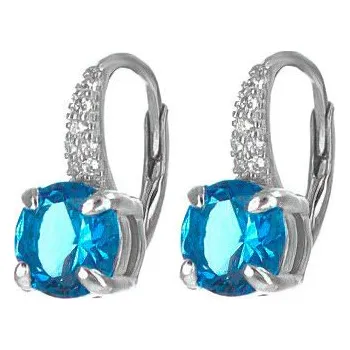 Náušnice Argento 65309 Stříbrné náušnice - světle modrý kulatý zirkon, čiré kulaté zirkony