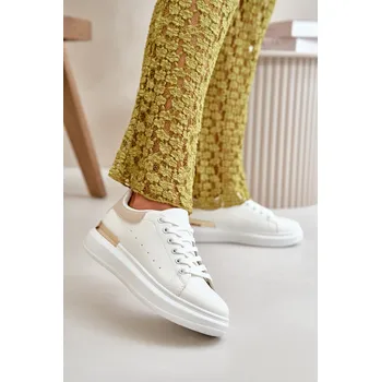 Dámské tenisky Nízké Dámské Tenisky Na Platformě Z Eko Kůže Nevelena Barva: Béžová, Velikost: 40