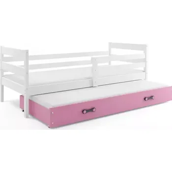 Postel BMS GROUP Dětská postel Eryk - 2 osoby, 80x190 s výsuvnou přistýlkou bez matrace– Bílá, Růžová