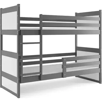 BMS GROUP Dětská patrová postel Rico - 2 osoby, 80x190 bez úložného prostoru s matrací – Grafit, Bílá