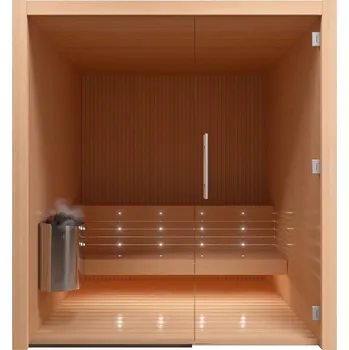 Sauna Finská sauna Auroom LIBERA 150x200 s prosklenou stěnou, osika/olše