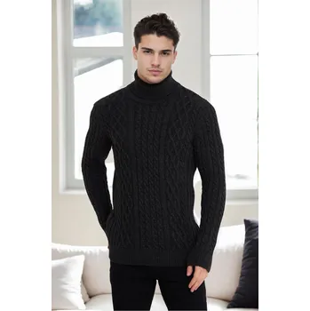 Pánský svetr 87325 Dewberry Mens Knitted Patterned Sweater-SMOKED dewberry černá 2927647