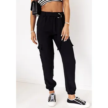 Dámské kalhoty Černé dámské kalhoty bojovky (8266) odstíny černé S (36)