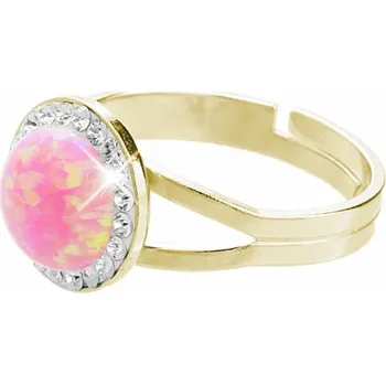 Prsten Pozlacený prsten růžový opál se Swarovski Elements Rose