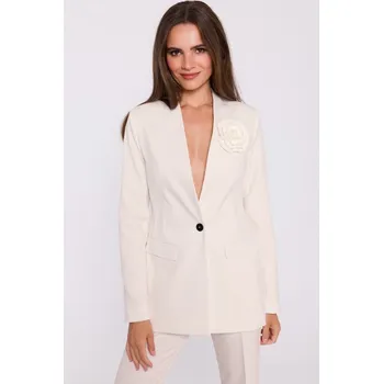 Dámské sako S370 Květinové sako - slonová kost EU XXL