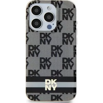 Pouzdro na mobilní telefon DKNY DKHMP14SHCPTSK iPhone 14 / 15 / 13 6.1 černo/černé pevné pouzdro IML kostkovaný mono vzor a tištěné pruhy MagSafe