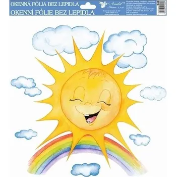 Okenní dekorace Anděl Okenní fólie ručně malovaná sluníčka 948 , 33,5x30 cm Typ: 3. SLUNÍČKO S DUHOU