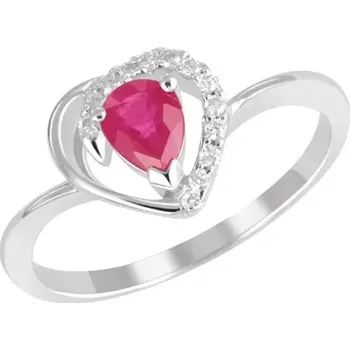 Prsten Dámský prsten bílé zlato 585/1000 přírodní diamant 0.065 ct a rubín GKW23474 velikost 51