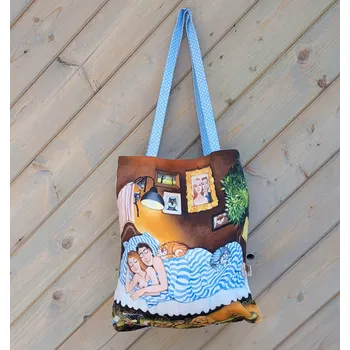 Plátěná nákupka - Čtyři v posteli