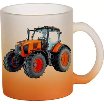 Kubota skleněný hrnek traktor (hrneček s traktorem matné sklo )
