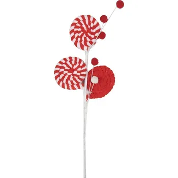 Vánoční dekorace Bílo-červený vánoční zápich lízátka Lollipop - 12*1*42 cm