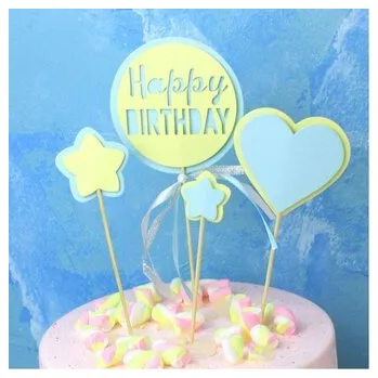 Jedlá dekorace na dort Zápich do dortu modré srdce - sada - Cakesicq