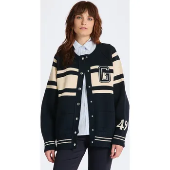 Dámský svetr SVETR GANT KNITTED VARSITY JACKET EVENING BLUE
