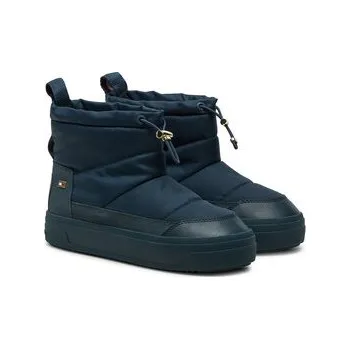 Dámská zimní obuv Sněhule Tommy Hilfiger Flag Nylon Mini Snowboot FW0FW08334 Tmavomodrá 37