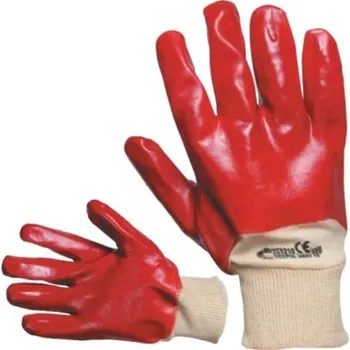 Pracovní rukavice Rukavice pracovní REDPOLL (vel. 10) povrstvené PVC, bavl. úplet máčený v PVC, pružná nápletová manžeta