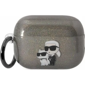Elektronika Karl Lagerfeld pouzdro KLAP2HNKCTGK Apple AirPods Pro 2 černá/černá Glitr Karl&Choupette