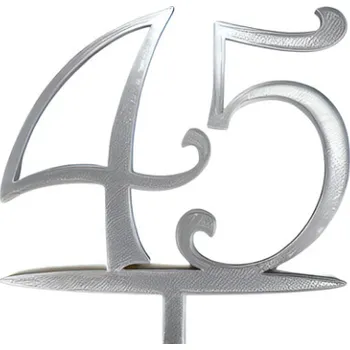 Jedlá dekorace na dort Zápich - číslo 45 stříbrný