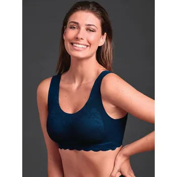 Těhotenská podprsenka Anita Podprsenka vhodná pro těhotné bez kostic Essential Maritime blue s krajkou Velikost: XL