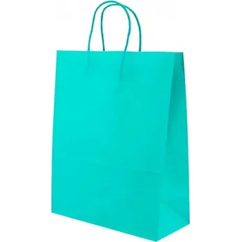 Papírová taška tyrkysová 26x11x33, kroucené ucho
