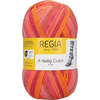 Příze Regia 4-Ply Color 2739 Oranžová burgundská (Ponožková příze Regia 2739 Orange-Bordeaux)