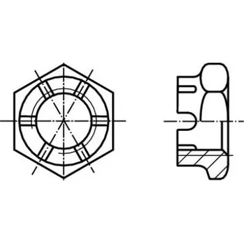 Matice Matice šestihranné korunkové nízké dle čsn 1412 m20x1.5 pevnost 5.8 bez povrchu