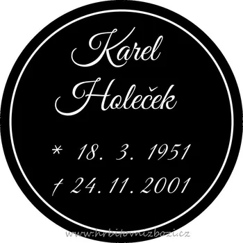 Smuteční dekorace Cedulka kulatá rytá na úřední urnu černá