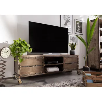 Televizní stolek Ocelová TV deska mango 170x40x60 hnědá, lakovaná