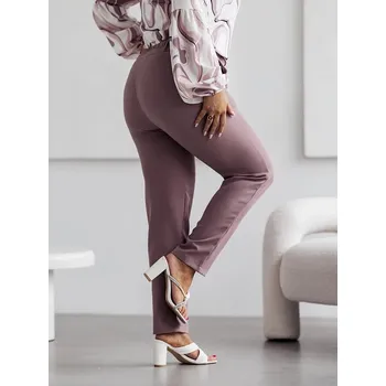 Dámské kalhoty Elegantní dámské kalhoty plus size v barvě cappuccino (728) odstíny béžové XXL (44)