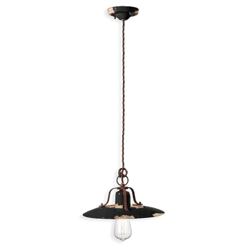 Ferroluce Závěsné retro svítidlo COUNTRY, Ø 30 cm, 1xE27 Barva: Černá